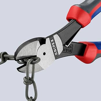 KNIPEX High Leverage Diagonal Cut-Spring,Red and Blue - Side